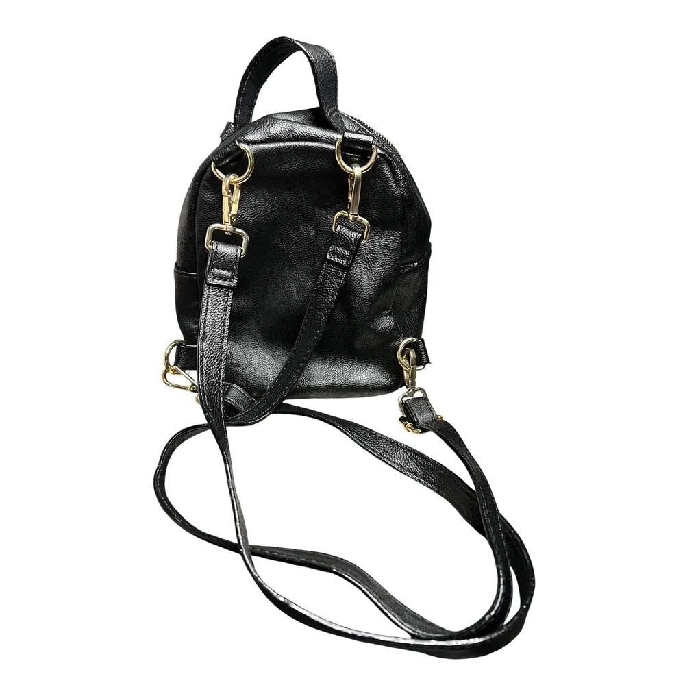 Betsey Johnson Cat Face Mini‎ Backpack Black White Leopard Print Crossbody Bag